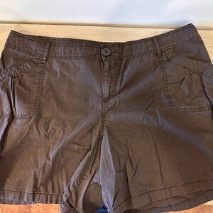 Lane Bryant Plus Size 18 Brown Shorts Button Waist Pockets and Belt Loops